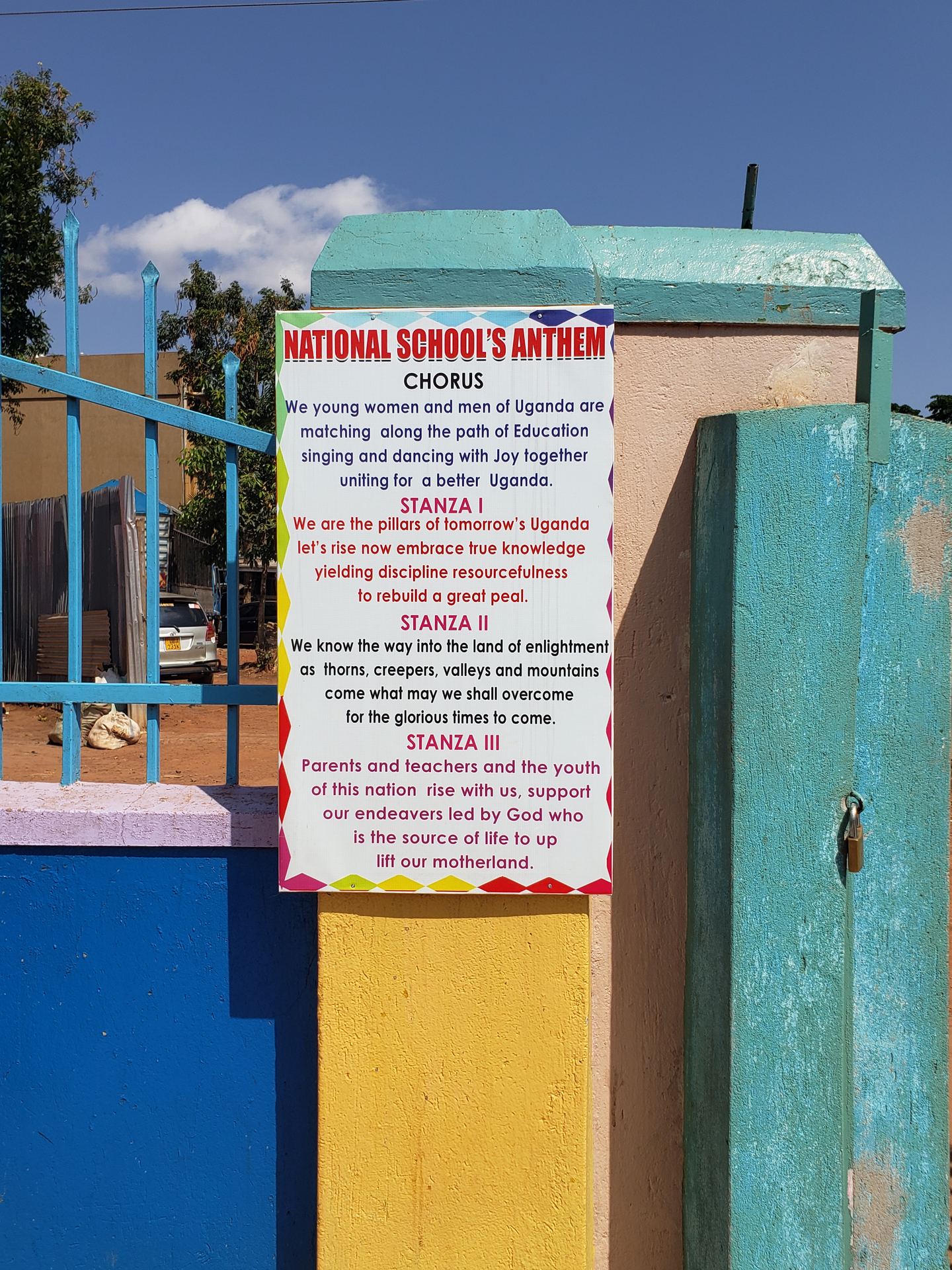 National School's Anthem Signboard